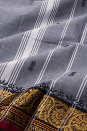 Grey Handloom Chettinad Cotton Saree Without Blouse 10075152