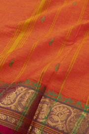 Orange Handloom Chettinad Cotton Saree Without Blouse 10075176