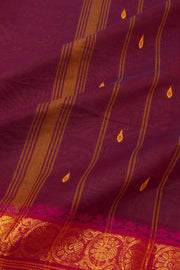 Maroon Handloom Chettinad Cotton Saree Without Blouse 10075177