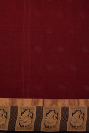 Maroon Handloom Chettinad Cotton Saree Without Blouse 10075178