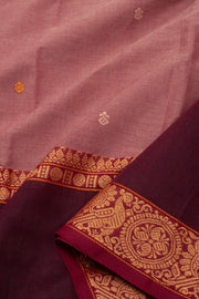 Mauve Handloom Chettinad Cotton Saree Without Blouse 10075187