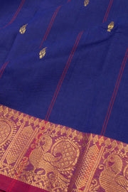 Blue Handloom Chettinad Cotton Saree Without Blouse 10075194