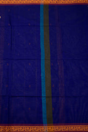 Blue Handloom Chettinad Cotton Saree Without Blouse 10075198