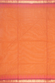 Brown Handloom Chettinad Cotton Saree With Temple Border 10075876