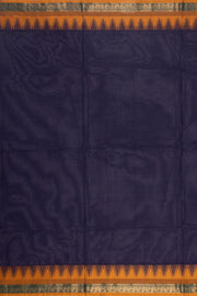 Blue Handloom Chettinad Cotton Saree With Temple Border 10075877