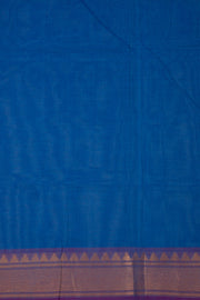 Blue Chettinad Cotton Saree with Temple and Zari Border 10075886