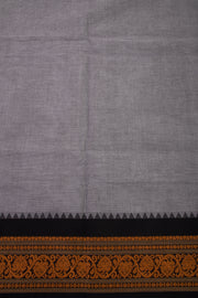 Muted Stone Grey Chettinad Cotton Saree with Temple And Floral Border 10075890