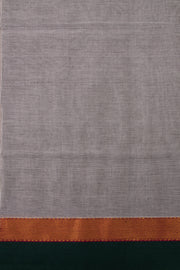 Cloud Grey Chettinad Cotton Saree with Stripes And Zari Border 10075893