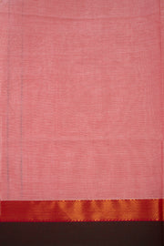 Warm Blush Pink Chettinad Cotton Saree with Stripes And Zari Border 10075894