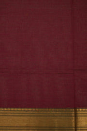 Copper Maroon Chettinad Cotton Saree with Zari Border 10075901