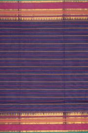 Blue Handloom Chettinad Cotton Saree With Temple Border 10075904