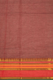 Maroon Handloom Chettinad Cotton Saree With Temple Border 10075905