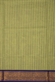 Pistachio Green Chettinad Cotton Saree with Stripes and Peacock Zari Border 10075911