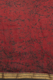 Red Batik Hand Painted Silk Cotton Saree 10073723