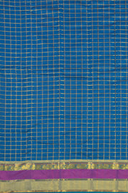 Blue Art Silk Kanjivaram Saree With Checks Design 10076352