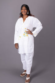 White Handcrafted Cotton Co-ord Set 10071216