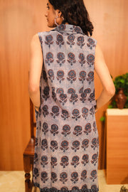 Rustic Blue Hand Embroidered Cotton Kurta 