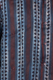 Blue Full Sleeve Jahota Print Modal Silk Mens Shirt 10074382