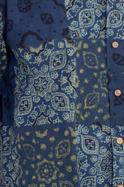 Blue Half Sleeve Ajrakh Printed Cotton Mens Shirt 10072713