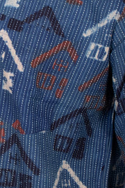 Blue Full Sleeve Ajrakh Printed Cotton Mens Shirt 10073002