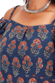 Blue Hand Block Printed Cotton Kurta