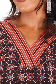 Brown Hand Block Printed Cotton Kurta
