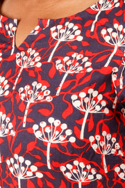 Scarlet Red Hand Block Printed Cotton Dress 10075949