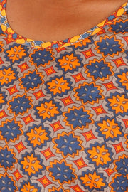 Orange Printed Cotton Kurta 10075950