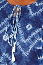 Blue Shibori Printed Cotton Dress 10075951