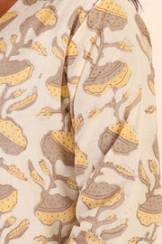 Beige Handblock Vanaspati Printed Cotton Kurta