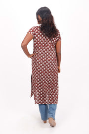 Brown Jahota Hand Block Printed Cotton Kurta 