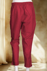 Red Solid Style Cotton Pant 10062711 
