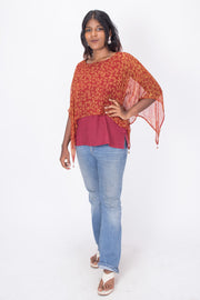 Maroon Handcrafted Chiffon Crop Top 10071238