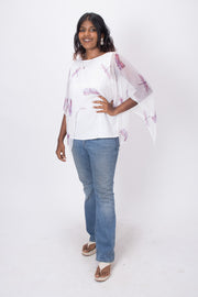 White Handcrafted Chiffon Crop Top 10071240