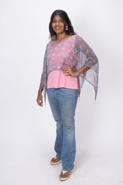 Pink Handcrafted Chiffon Crop Top 10071241
