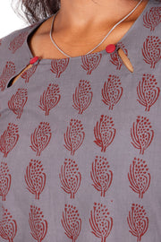 Lavender Grey Bagh Printed Cotton Kurti 10071553