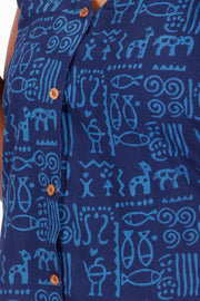 Norway Blue Kutchi Hand Block Printed Cotton Kurti 10071558