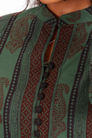 Middle Green Bagh Printed Cotton Kurti 10071560