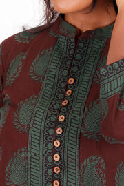 Deep Brown Bagh Printed Cotton Kurti 10071565