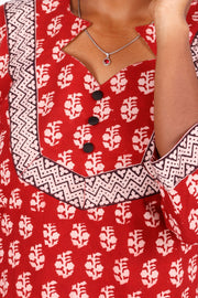 Pigment Red Bagh Printed Cotton Kurti 10071566