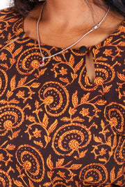 Deep Brown Bagh Printed Cotton Kurti 10071567