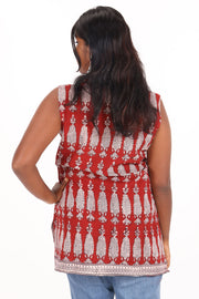 Turkey Red Bagh Printed Cotton Kurti 10071653