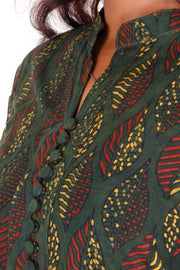 Kaitoke Green Ajrakh Printed Cotton Kurti 10072037