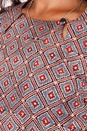 Arctic Blue Ajrakh Printed Cotton Kurti 10072051