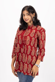 Marron Ajrakh printed kurti 10072053