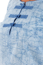 Light Blue Indigo Hand Block Printed Cotton Kurti 10072062