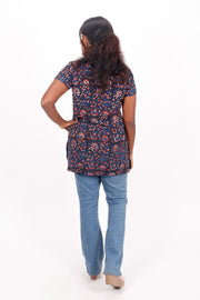 Dark Raisin Black Jahota Hand Block Cotton Kurti 10072356