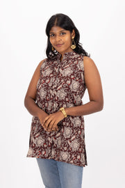 Brown Jahota Hand Block Cotton Kurtis 10072377