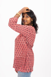 Pink Jahota Hand block Printed Cotton Kurti 10072378