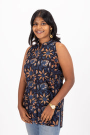 Blue Jahota Hand Block Cotton Kurtis 10072381